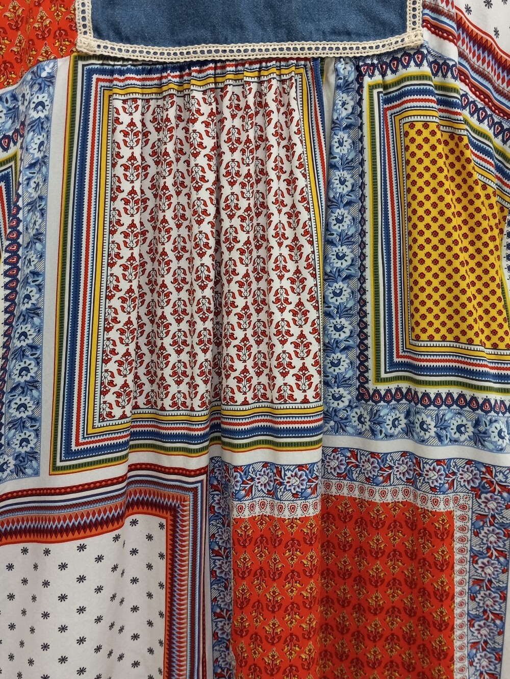 Vermont Country Store Patchwork Dress Medium Boho Cottagecore Prairie Pockets - Picture 6 of 16